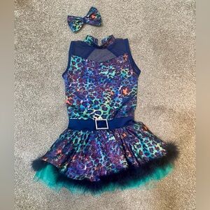 Girls Multicolored Leopard Dress With Shorts - Size 7